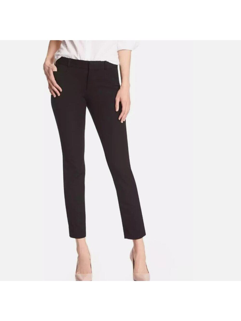 Banana Republic Women's Slim Straight Ankle Trouser Pant Black Size 12 Short
